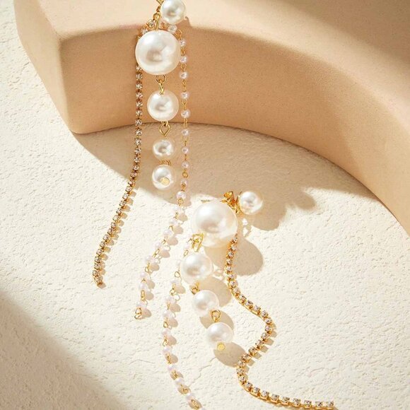 New! Belle Gold Pearl Drop Earrings (3038) NWOT - Picture 2 of 3